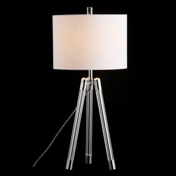 Wyman 30.5" Surveyor's Tripod Crystal/Metal LED Table Lamp - JONATHAN Y